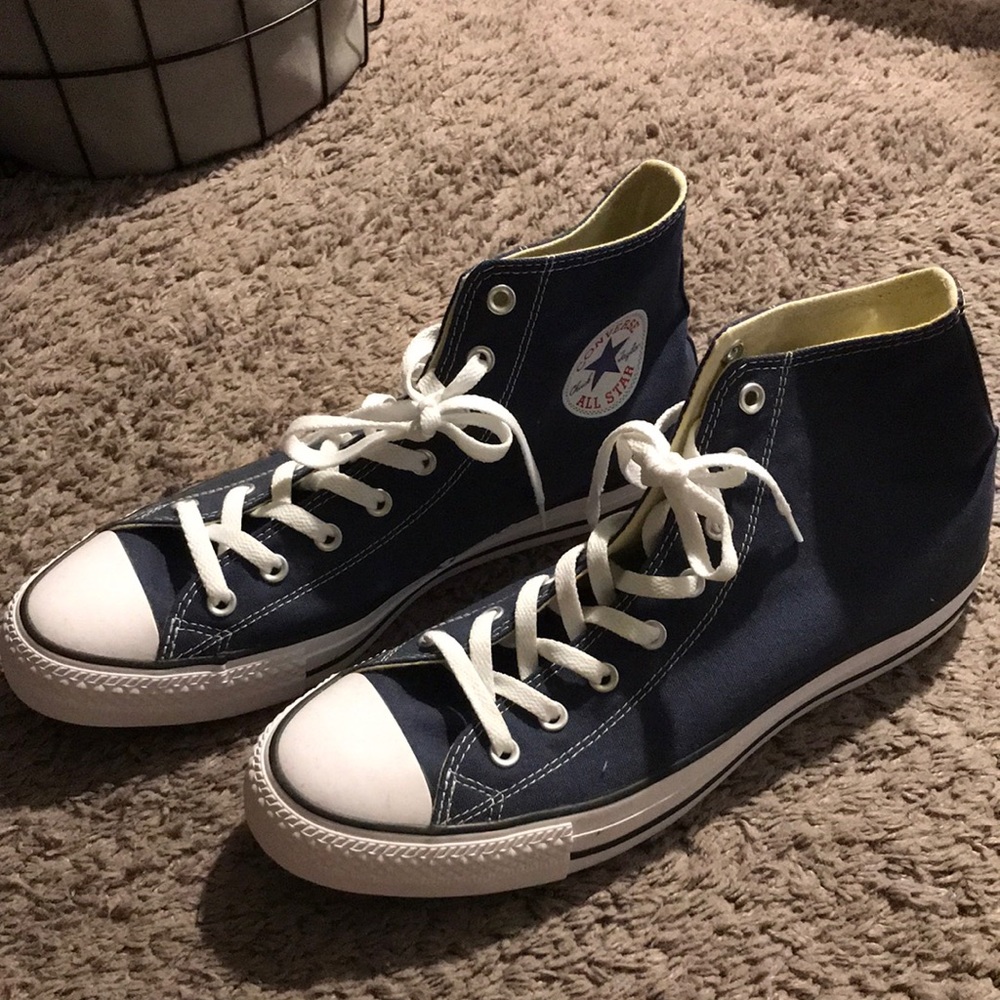 Navy Blue High Top Converse Sneakers Mens Size 12